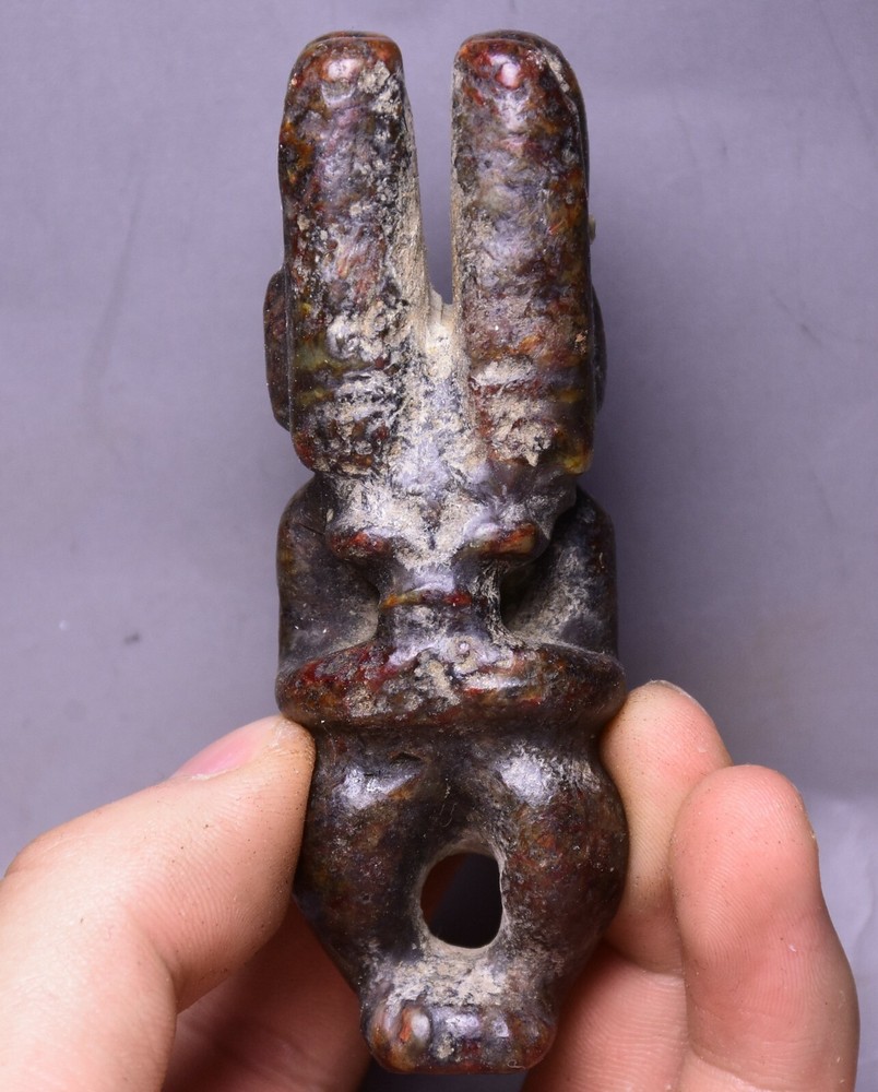 Ancient 9CM Hongshan Hetian Jade Helios Sun God Pendant Amulet