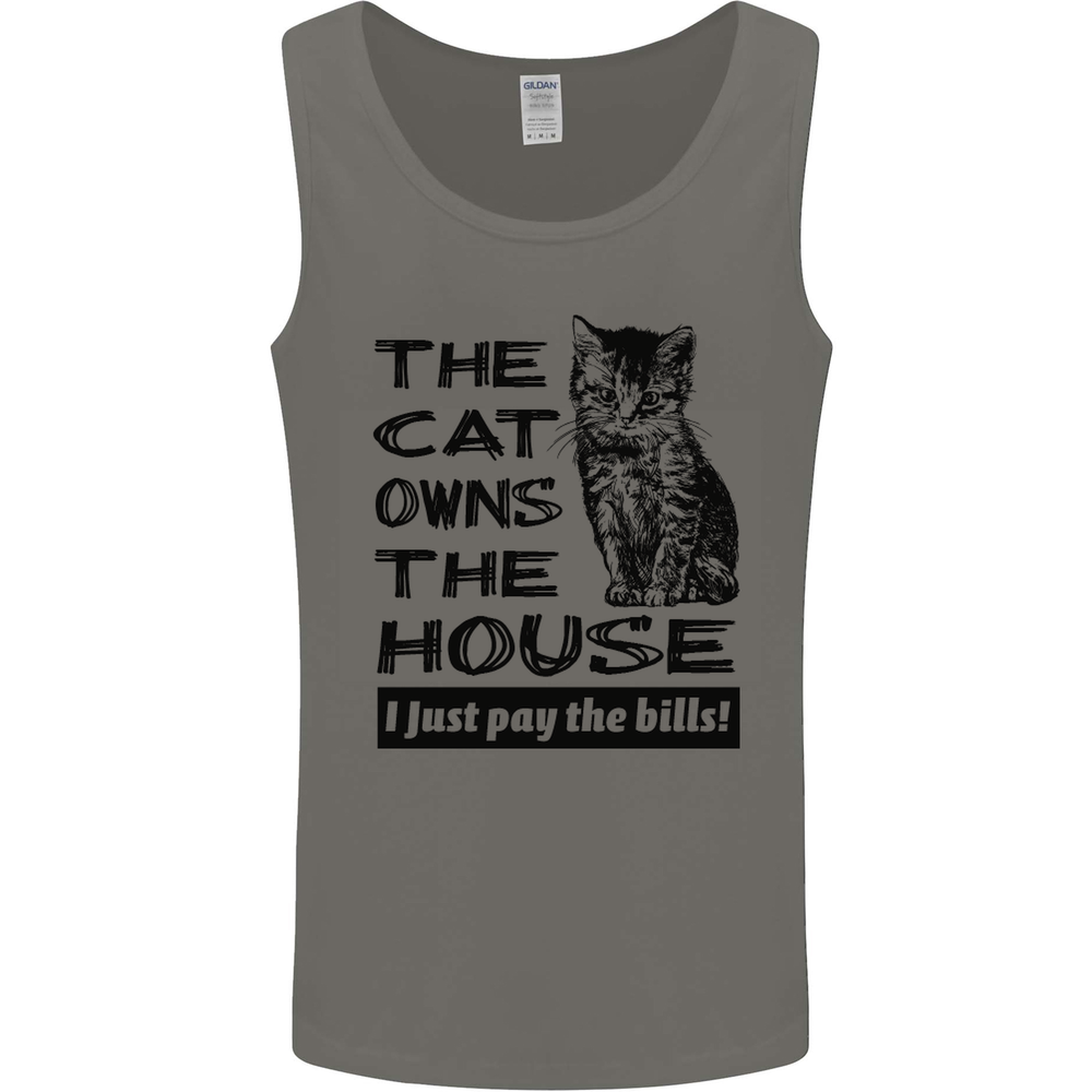 The Cat Owns the House Funny Kitten Mens Vest Tank Top
