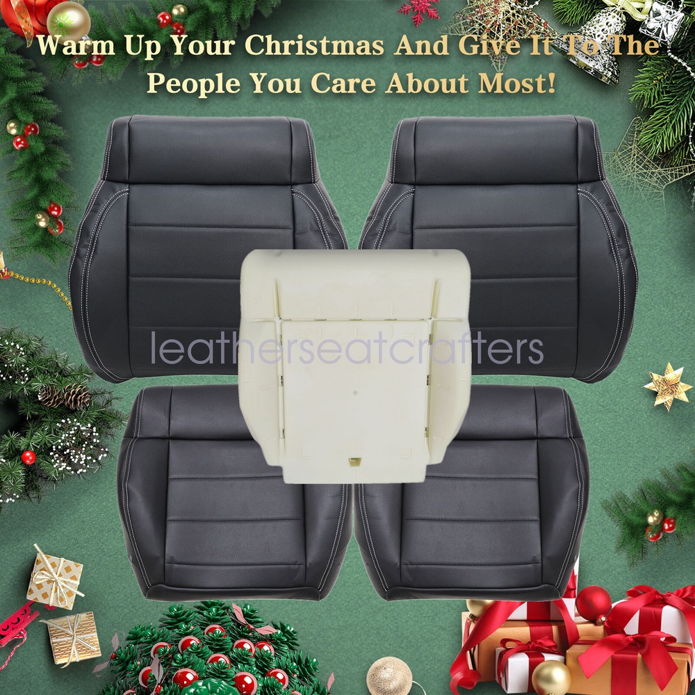 5 PCS Fits 2008-2010 Jeep Wrangler Front Seat Cover Black & Driver Foam Cushion
