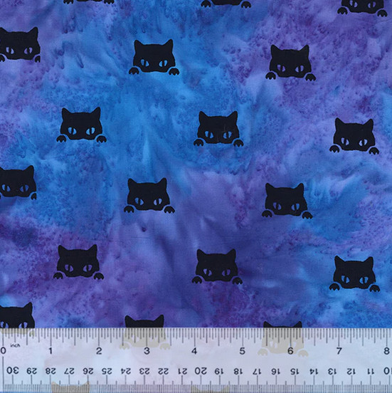 Anthology Batik Fabric | Cat Nap Cosmic Sleepy Eyes Purple Blue | YARD