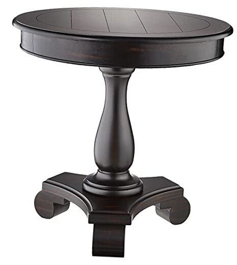 Black Rene Round Wood Pedestal Side Table