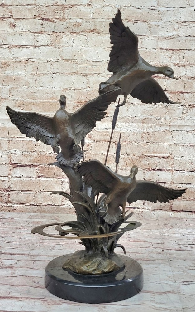 Duck Hunter Gift Bronze Marble Statue Wildlife Art Bird