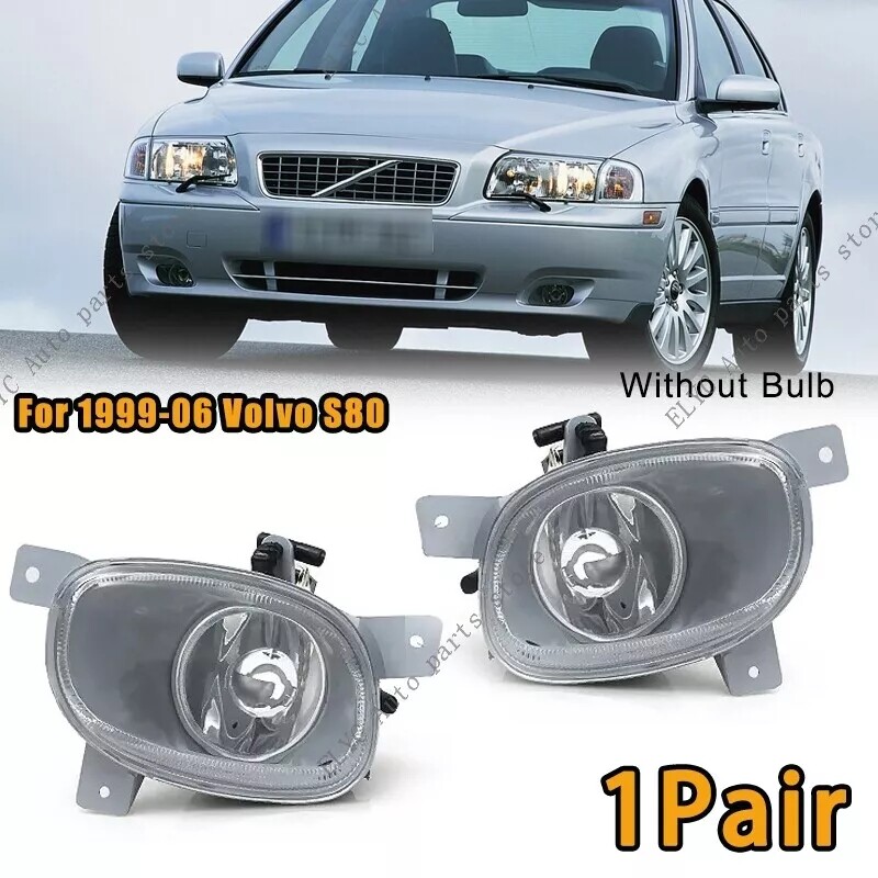 Pair Front Bumper Fog Lights Lamps Left+Right For 1999-06 Volvo S80 Without Bulb