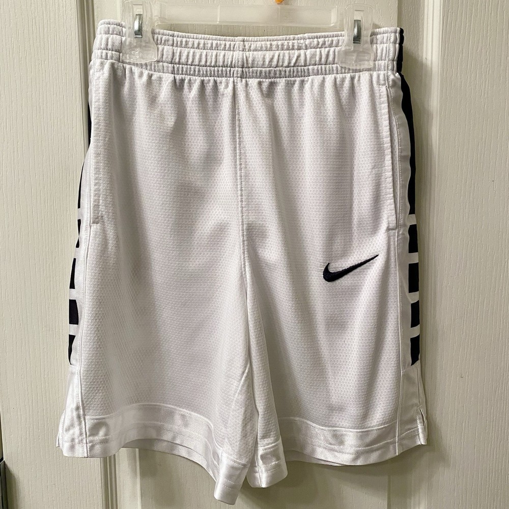 Nike Elite Dri-Fit Athletic Shorts Boys Size Large White & Black