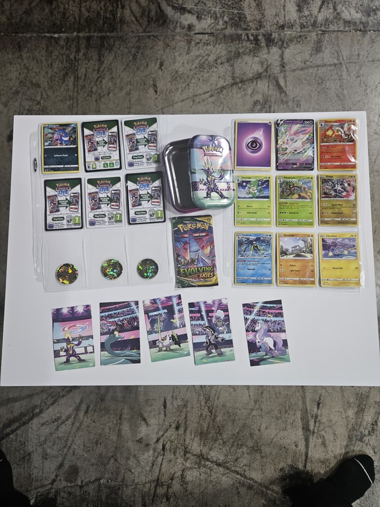 Pokemon Card Bundle with Tokens and Storage Case