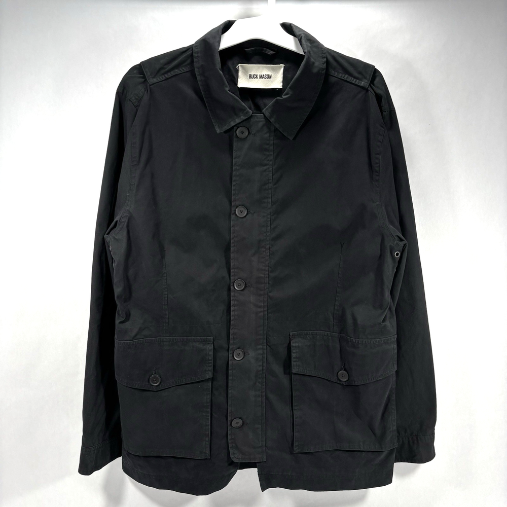 Buck Mason Technical Black Cotton/Nylon Zipper Button Jacket Men's Size Large