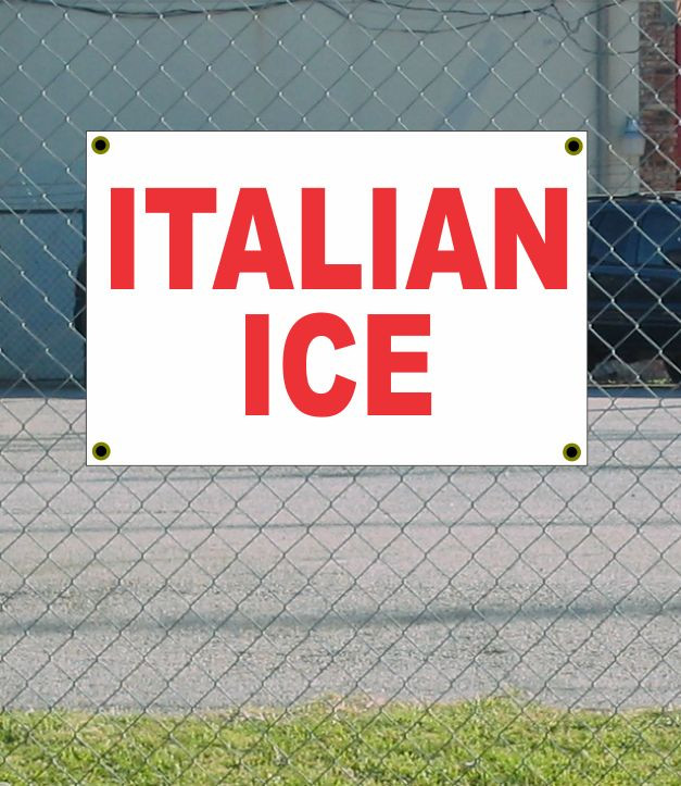 2x3 Italian Ice Red & White Banner Sign | Discounted, Free Shipping