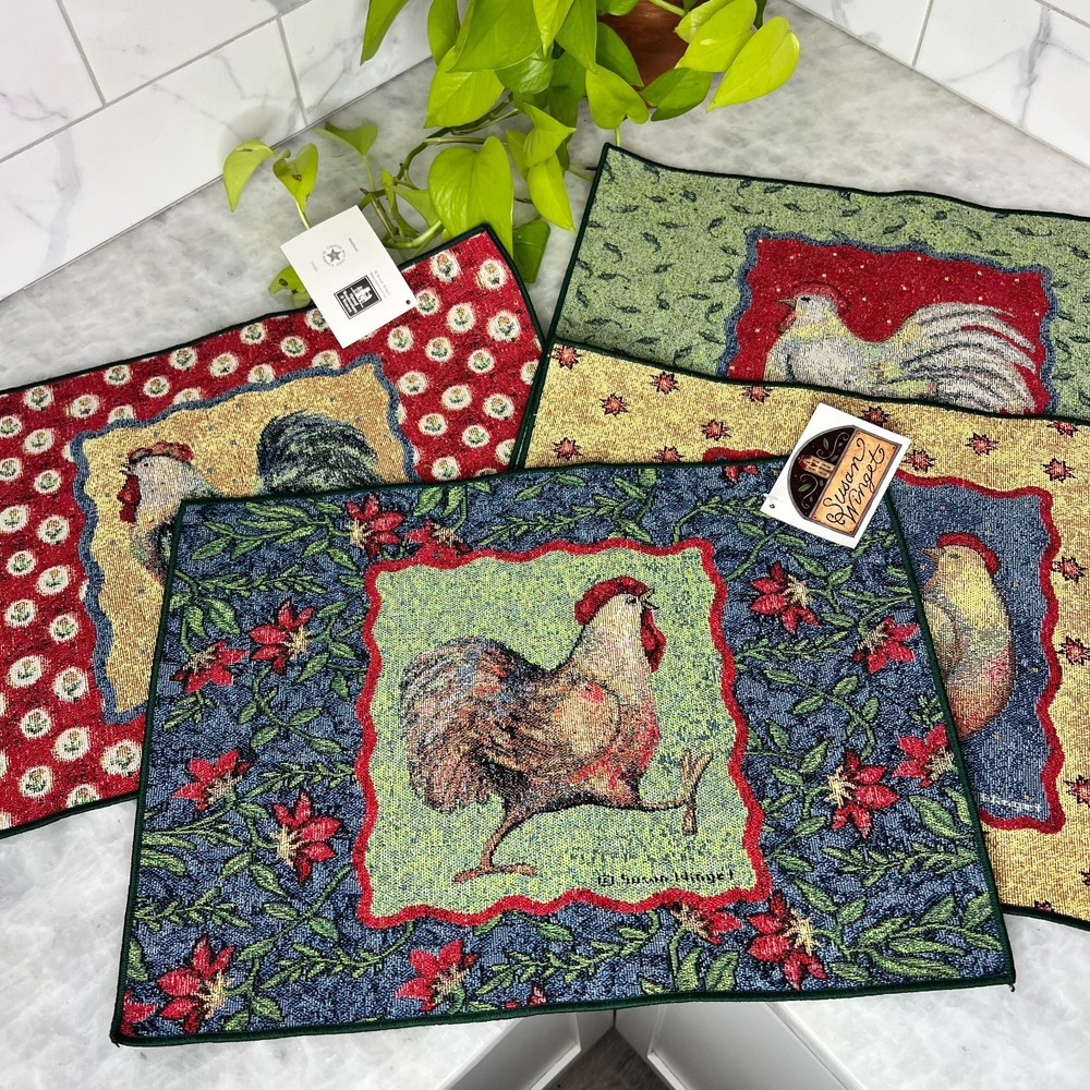 Susan Winget Something To Crow About Rooster Placemats Set Of 4 Tapestry