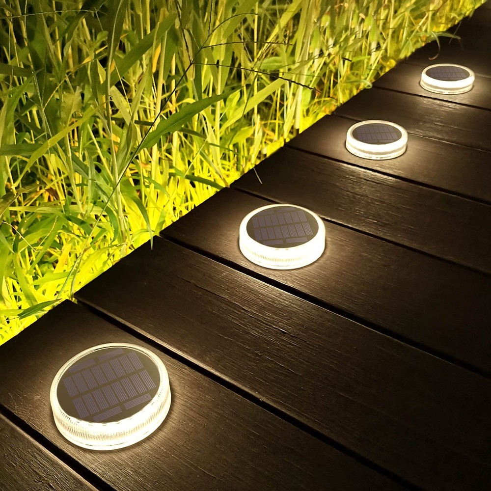 Solar Deck Lights, 4 Pack 30LM Outdoor Solar Powered Step Lights, LED Dock Li...