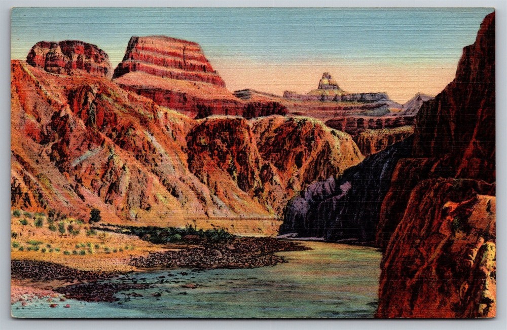 The Zoroaster & Colorado River Grand Canyon Arizona Linen Postcard L9