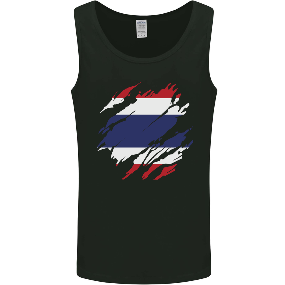 Torn Thailand Flag Thai Day Football Mens Vest Tank Top
