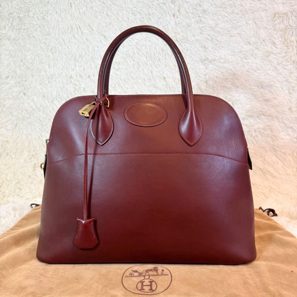 Beautiful item✨Hermes Bolide Box Calf Handbag Rouge Ash