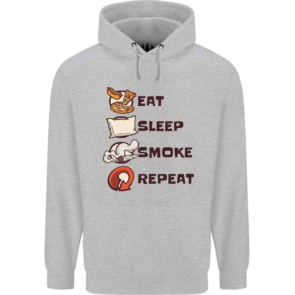 Sudadera con capucha Eat Sleep Humo Hierbas Drogas Cannabis para hombre 80% algodón