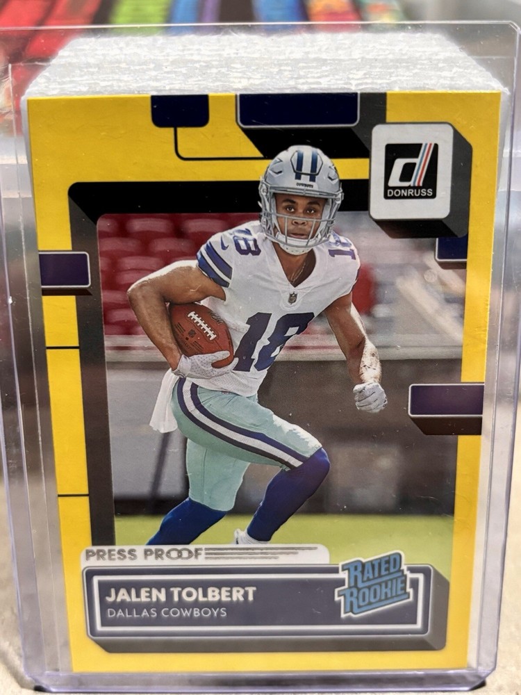 2022 Donruss Football Yellow Press Proof Jalen Tolbert RC Dallas Cowboys Rookie Card