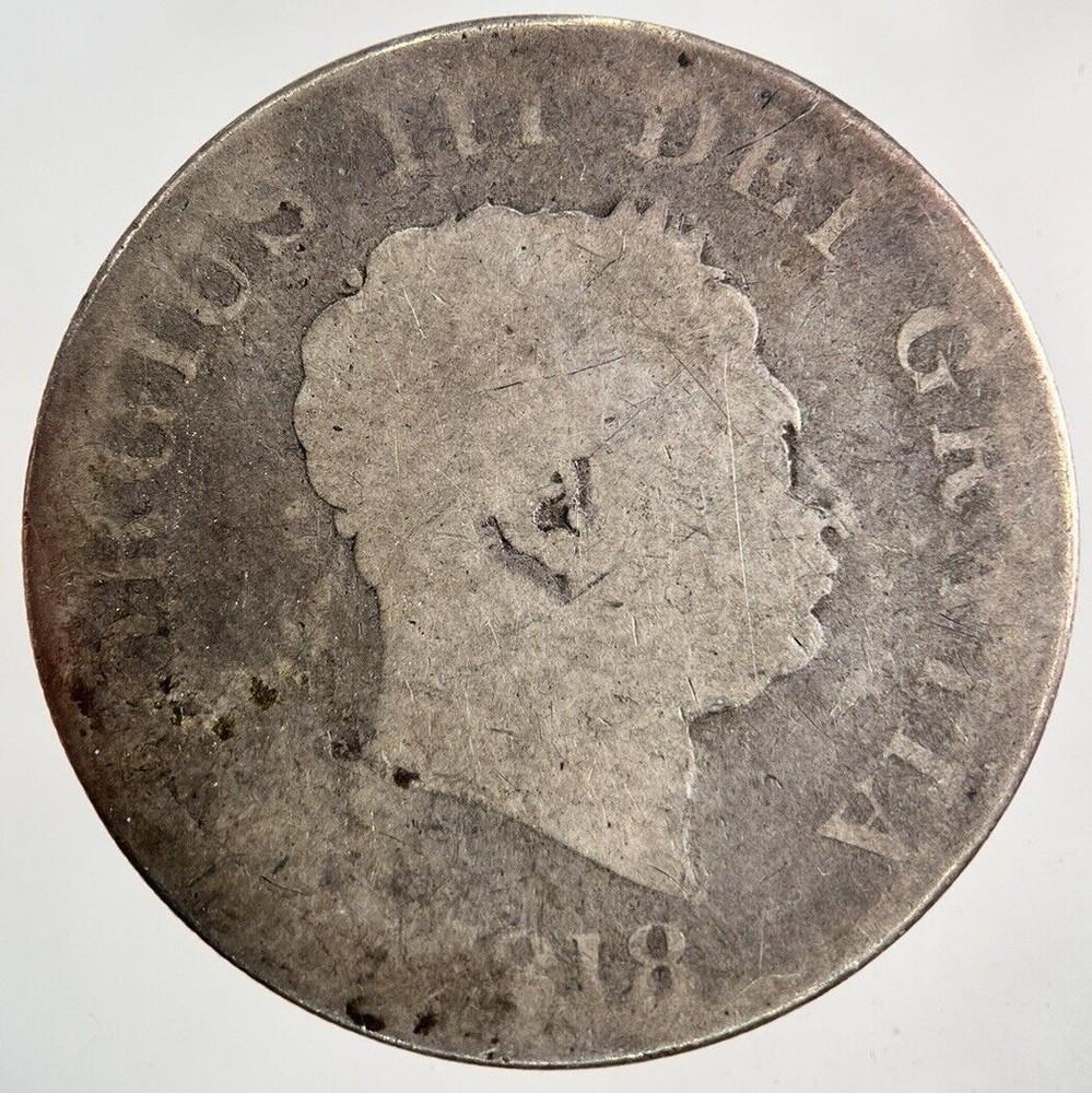 1818 George III Silver Half-Crown Coin in Fair Condition
