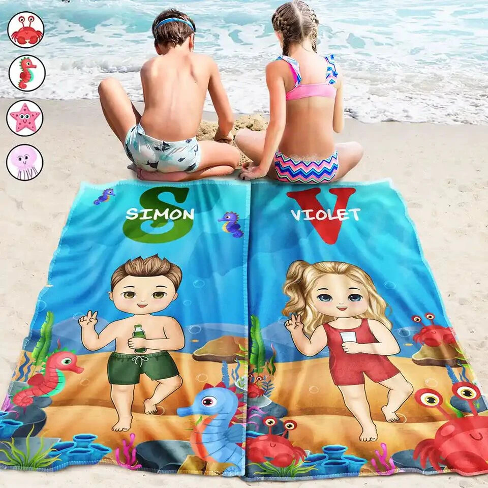 Custom Name Bath & Beach Towel – Personalized Summer Pool Gift