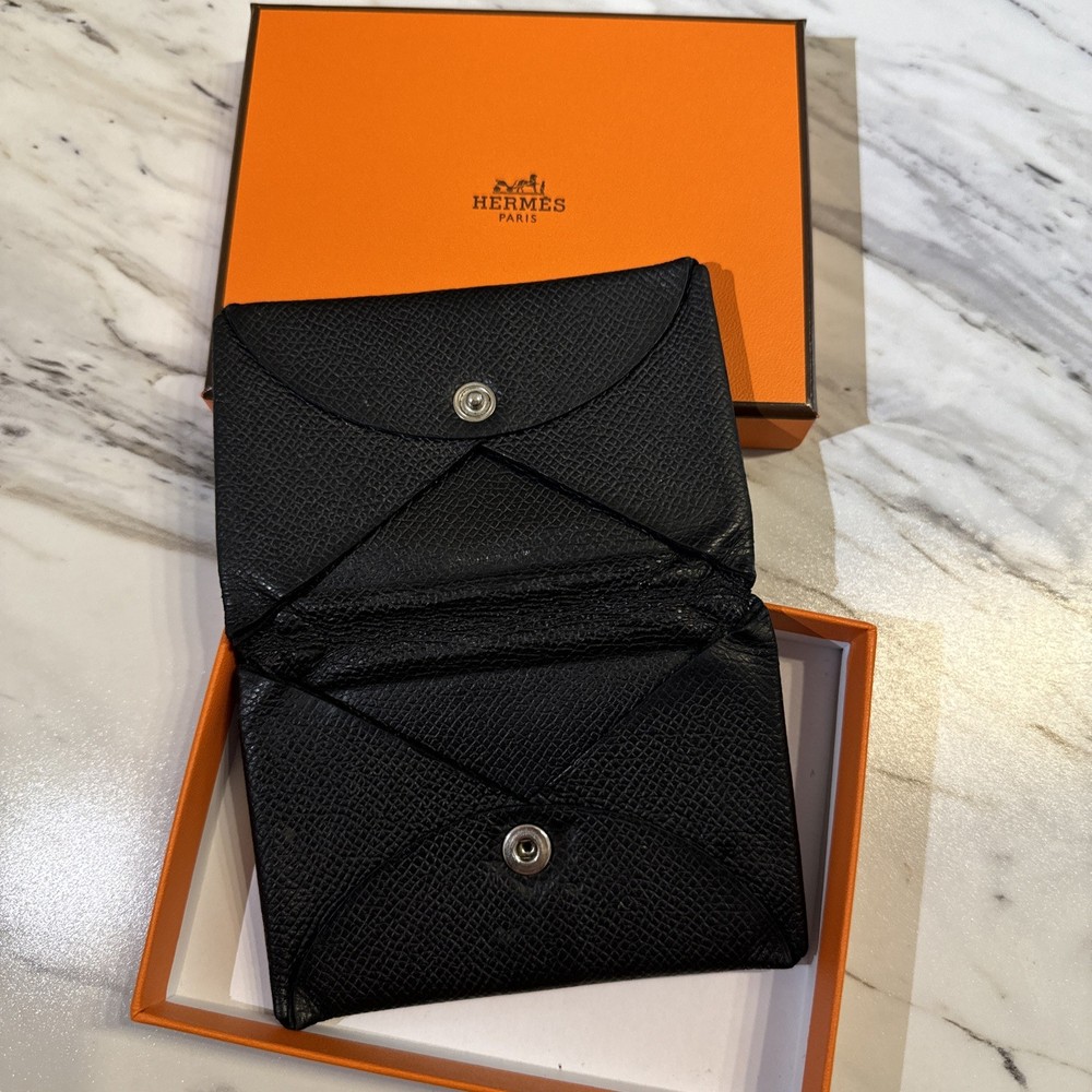 HERMES Calvi Black Card Case sku0020