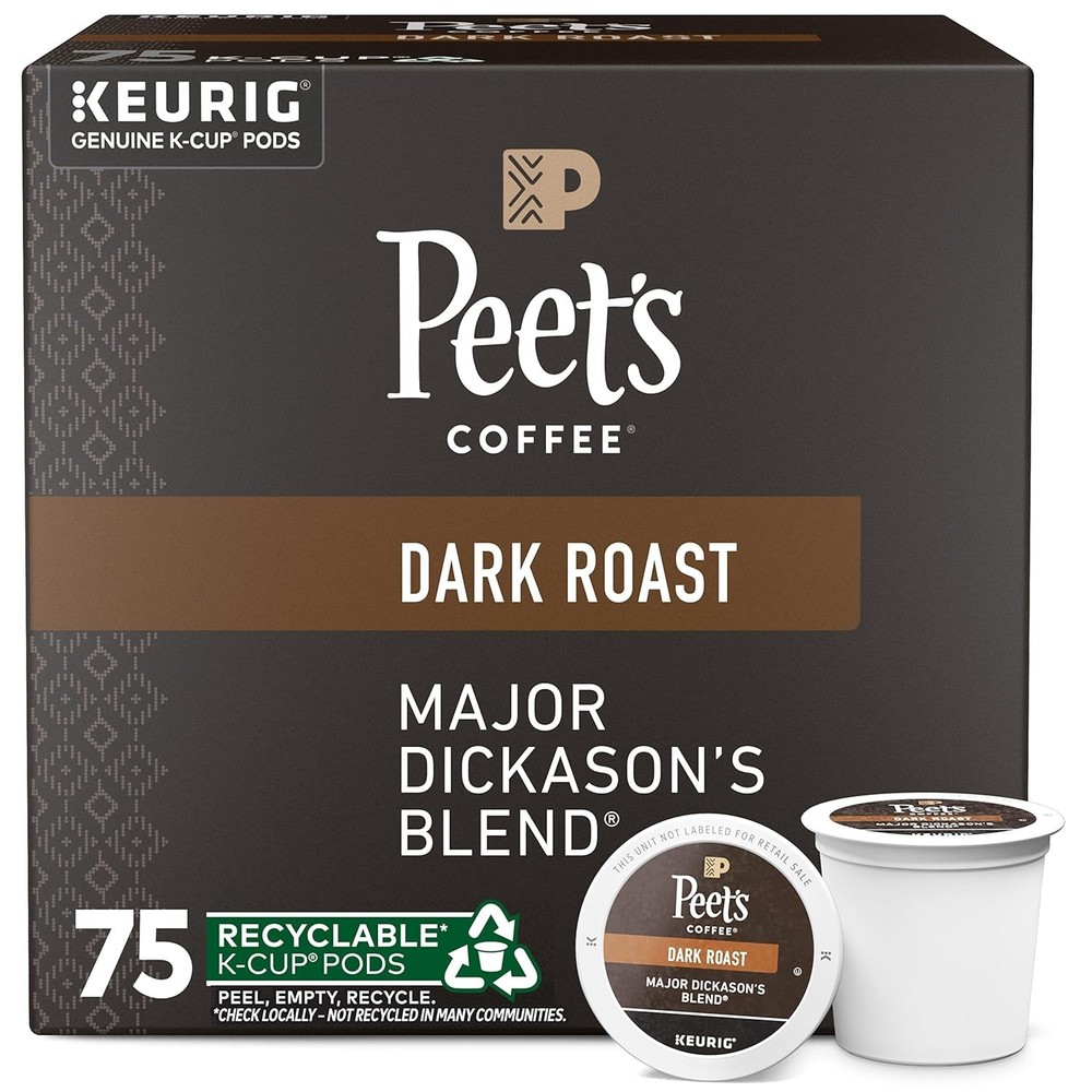Peet's Dark Roast Keurig K-Cup Pods, Major Dickason's Blend, 75 Ct
