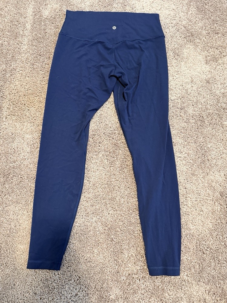 Lululemon Navy Blue High Rise Ankle Leggings Size 10 Stretch Yoga Gym