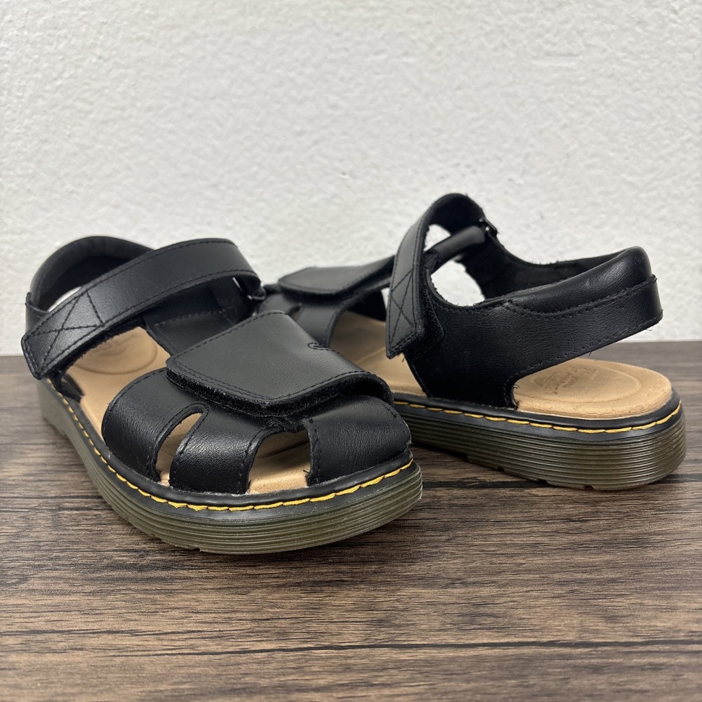 Dr. Martens Junior Kids Moby II J Black Leather Sandals US 4 M UK 3 Doc Martens