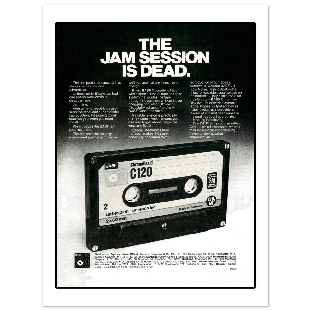 BASF Cassette Tape Eighties Retro Advertisement Art Print Poster