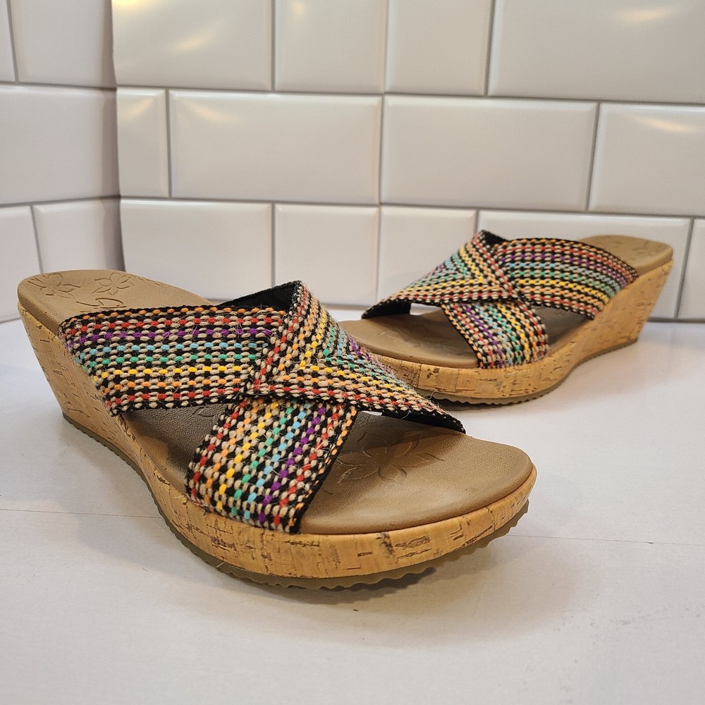 Beverlee Delighted Slide Cali Skechers Rainbow Sandal Womens Size 8.5 Colorful