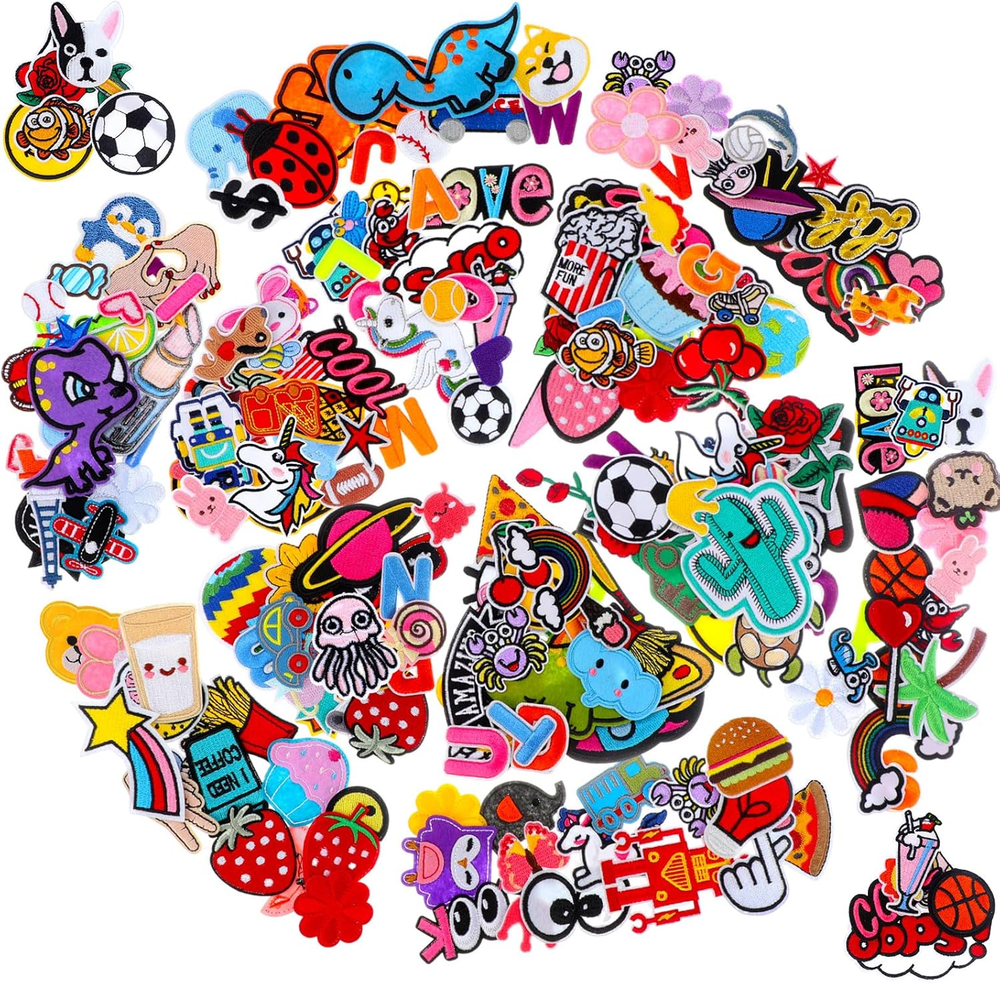 202 Pcs Random Assorted Styles Embroidered Patches Iron on Patches Bulk DIY Sew