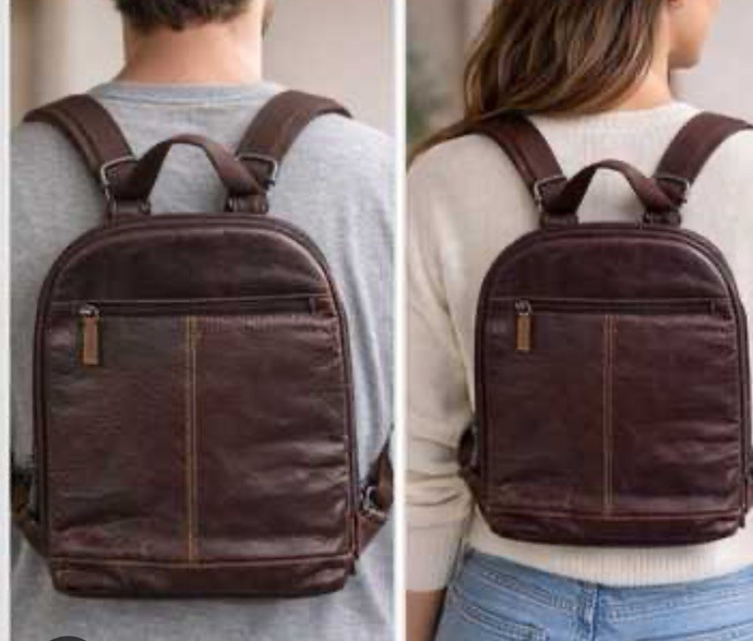 Jack Georges Leather Slim Backpack Voyager Series Brown Unisex Convertible Bag
