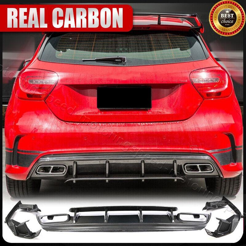 REAL CARBON Rear Bumper Diffuser Lip for Mercedes-Benz A Class W176 A200 A45
