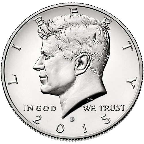 2015 D President Kennedy Half Dollar Fifty Cent Coin Money U.S. Mint Roll