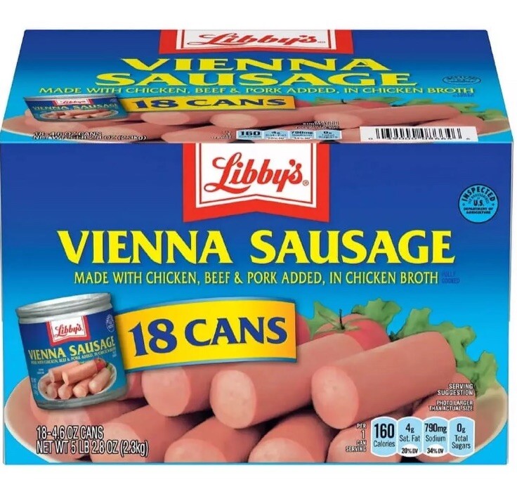 Libby's Vienna Sausage, Canned Sausage, 4.6 OZ (Pack of 18)