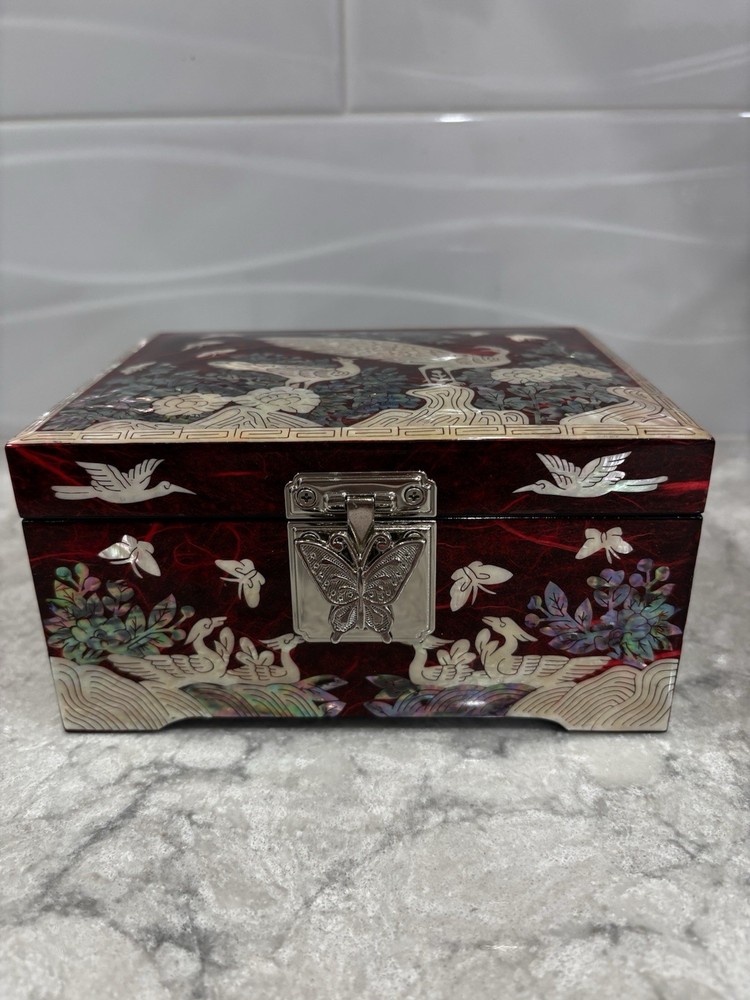 Korean Najeon Chilghi Jewelry Box - Mother of Pearl Lacquered Wood Case