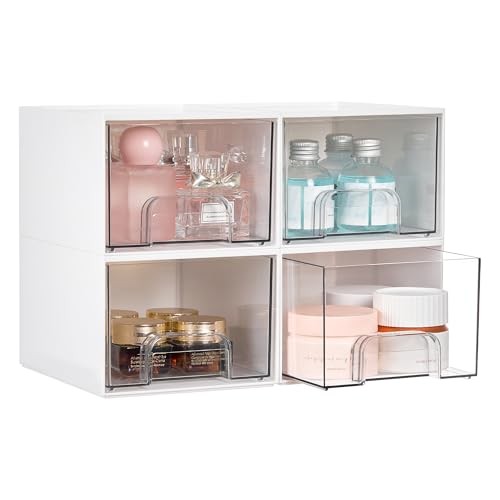Stackable Makeup Organizer with Adjustable Dividers, Perfect for Home Organizati