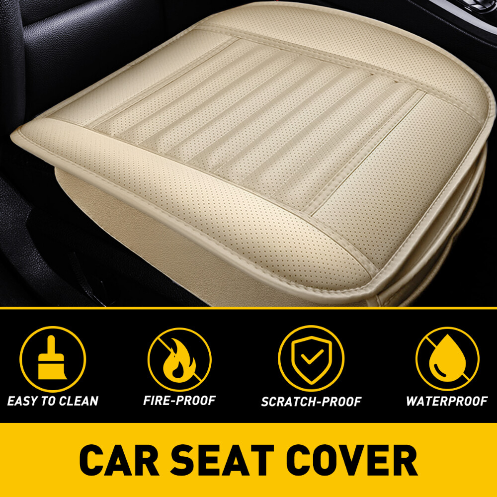 1X Front Beige Leather Seat Car Cover Surround For Auto Full Interior Universal