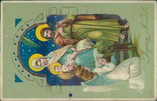 Ansichtskarte Weihnachten montierte Innenfiguren um 1910 Leuchtkarte  (9870)