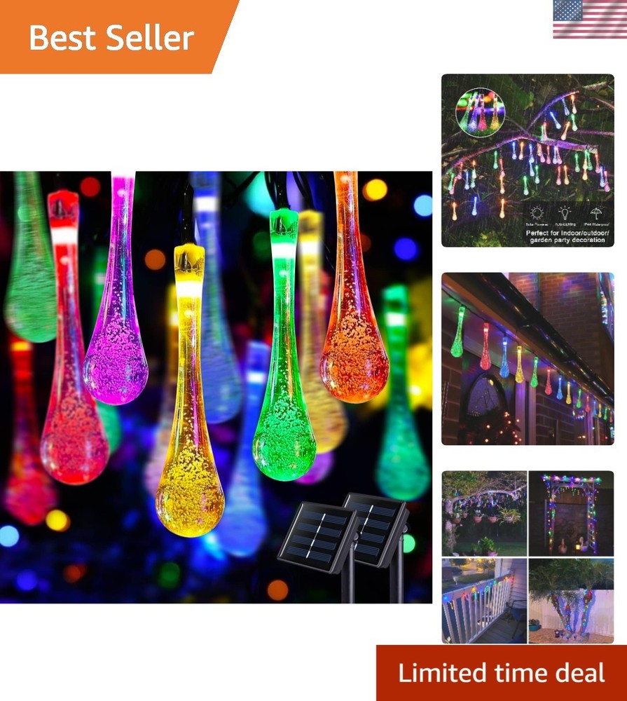 Outdoor Solar Powered Teardrop LED Lights - 41.6FT, 8 Modes for Vibrant Ambiance