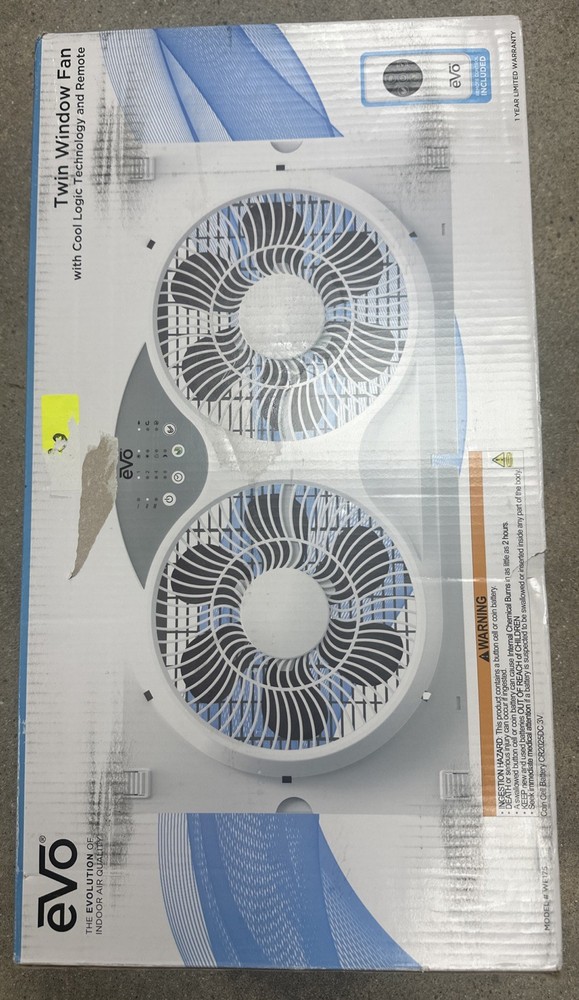 Optimus F-5286 8-Inch Reversible Twin Window Fan with Thermostat and LED White