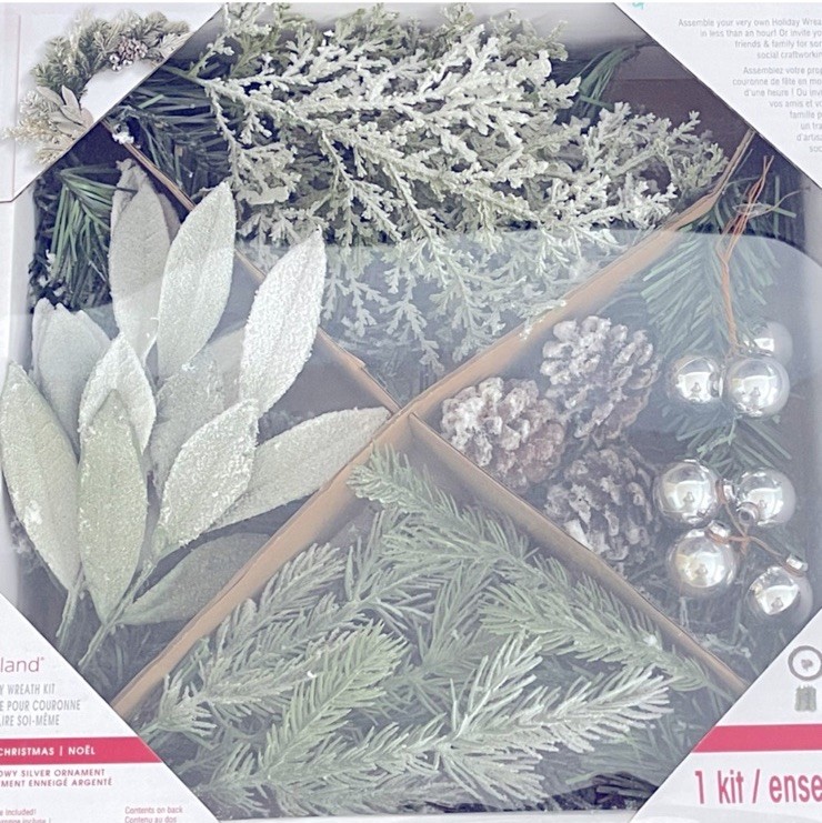 Ashland DIY Holiday Wreath Kit with Pinecones and Silver Ornaments for Festive Decor
