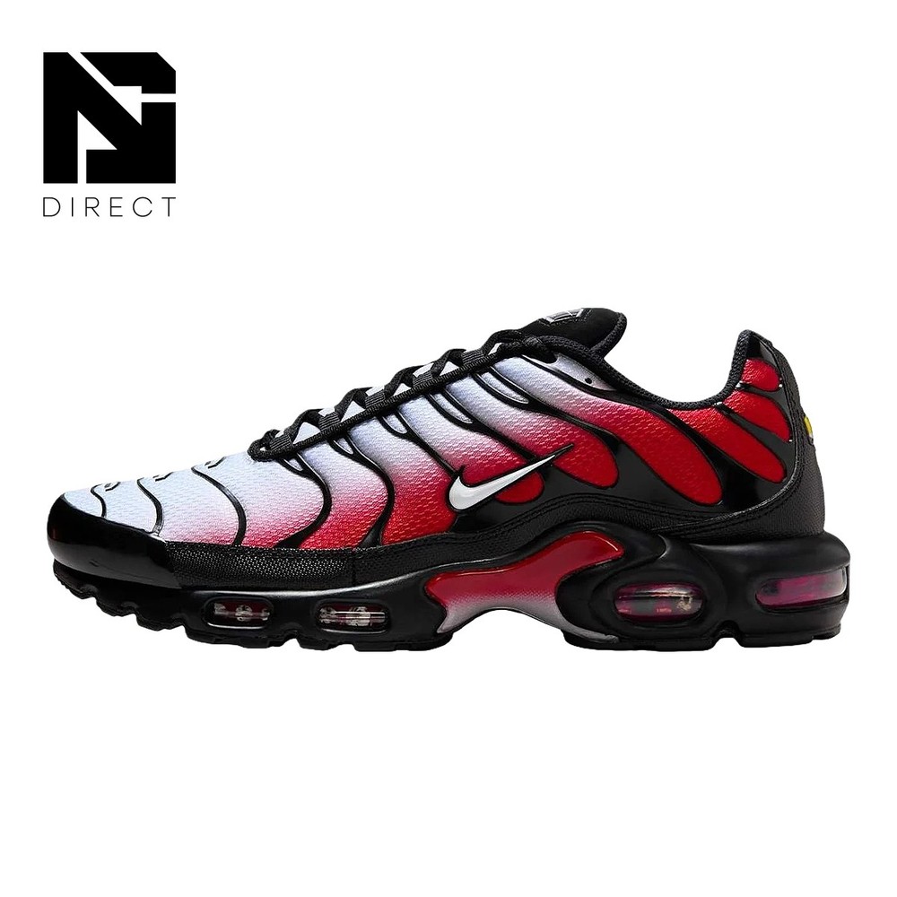 Brand New Nike Air Max Plus Shoes Pure Platinum University Red Black Men's Size