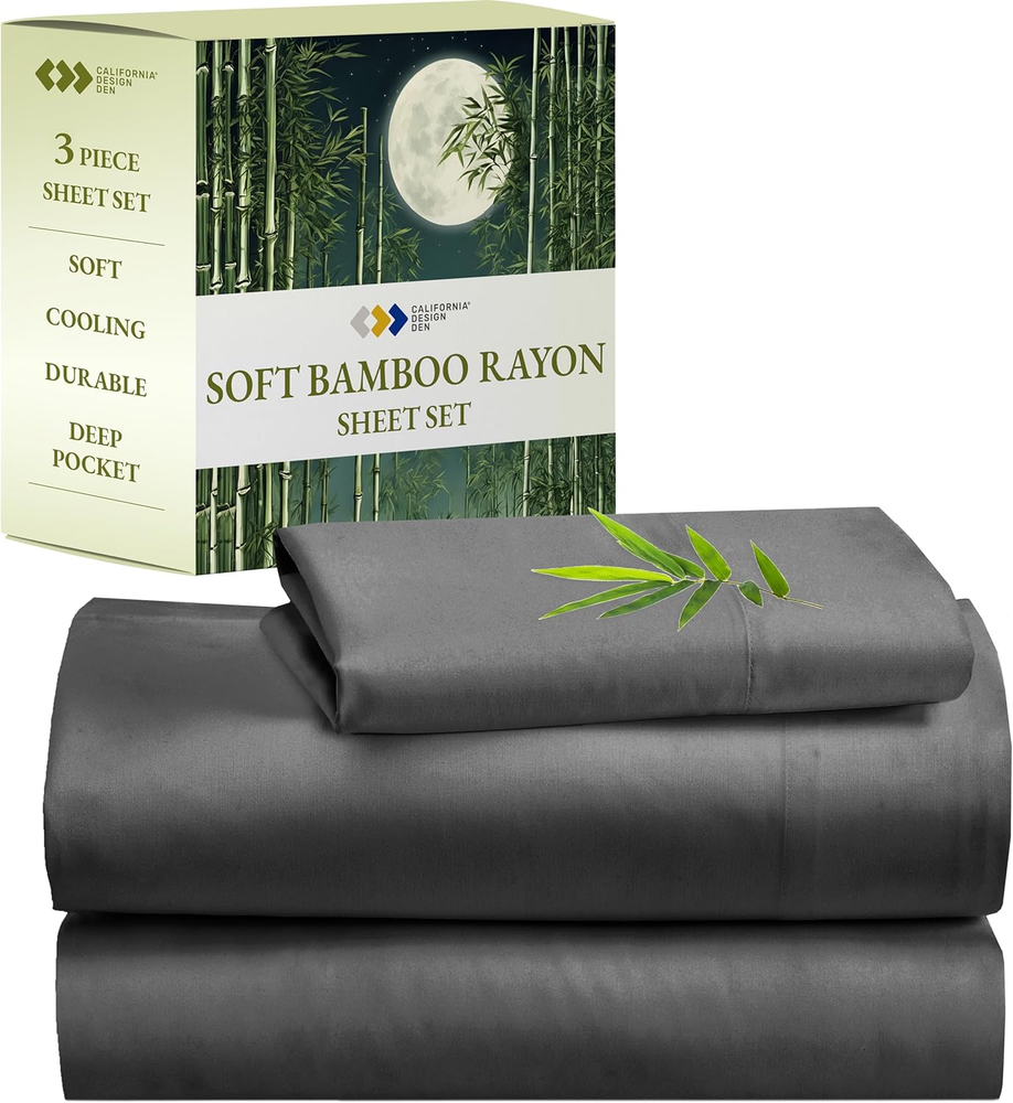 Cooling Bamboo Rayon Twin Sheet Set with Deep Pockets