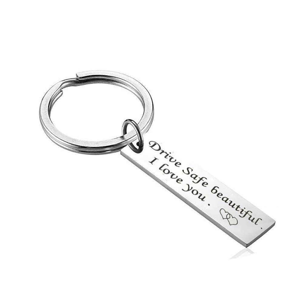 Hibetek Valentines Day Gift Couples Keychain Drive safe handsome I love you K...-image