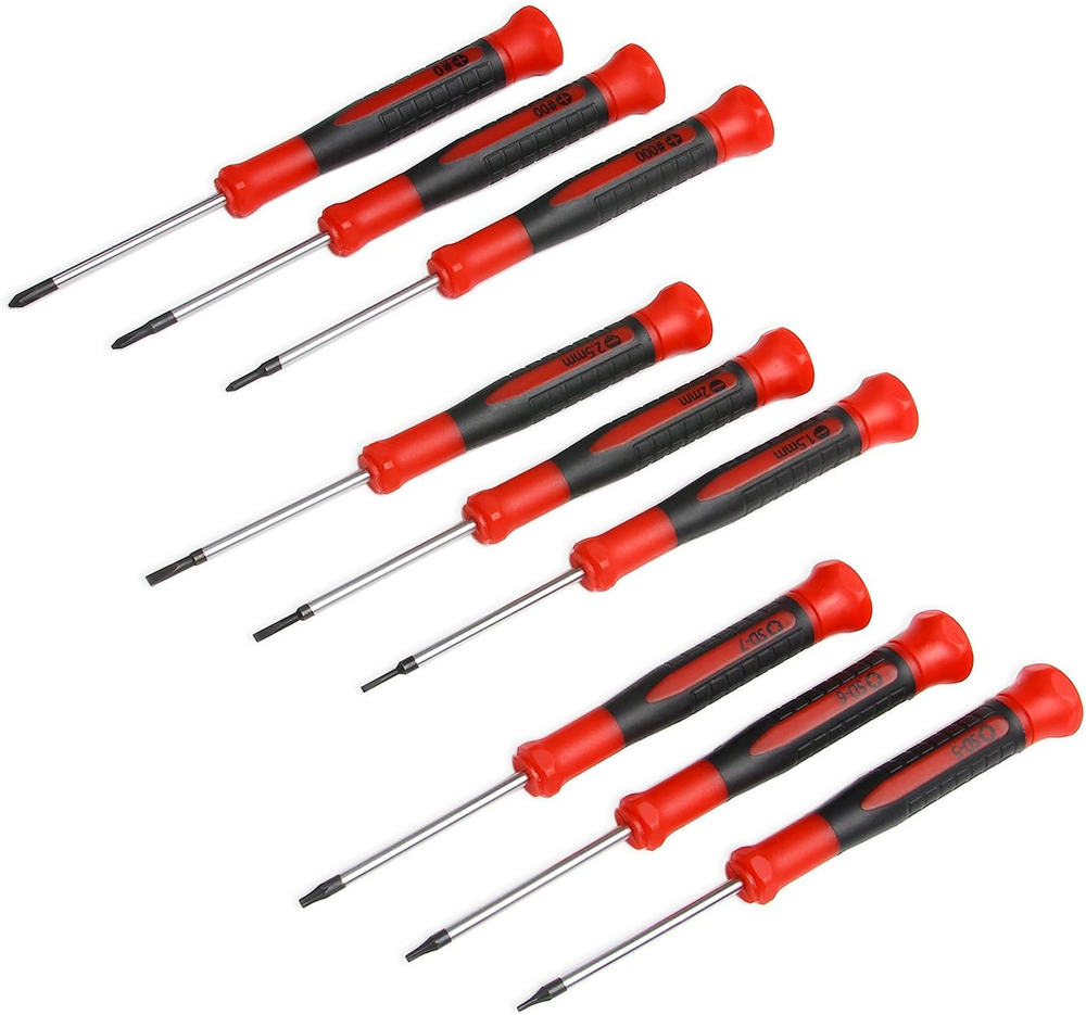 EFFICERE 9-Piece Precision Screwdriver Set | Phillips #0, #00, #000 | Flat 1.5Mm