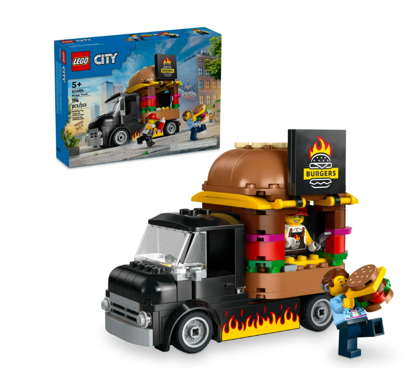 LEGO City Burger Truck Building Set, Gift for Kids Ages 5 & up, Food Truck Cooki