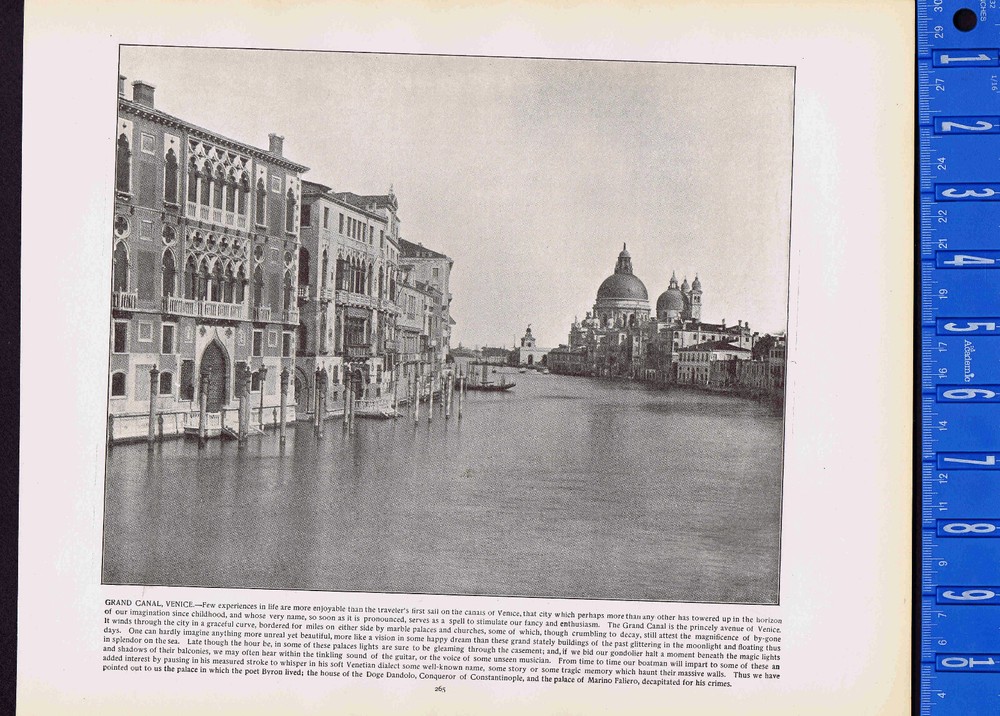 The Grand Canal, Principal Avenue of Venice, ITALY-1892 Antique Print