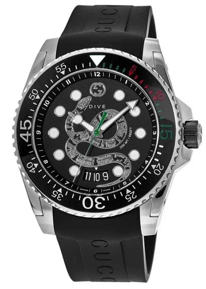 GUCCI YA136323 Dive Black Dial Men's Watch 40mm Stainless Steel Waterproof