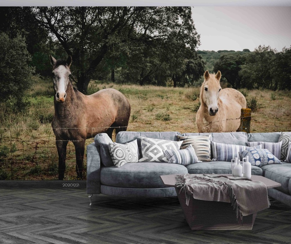3D Forest Grassland Horse Landscape Wall Murals Wallpaper Murals Wall Sticker