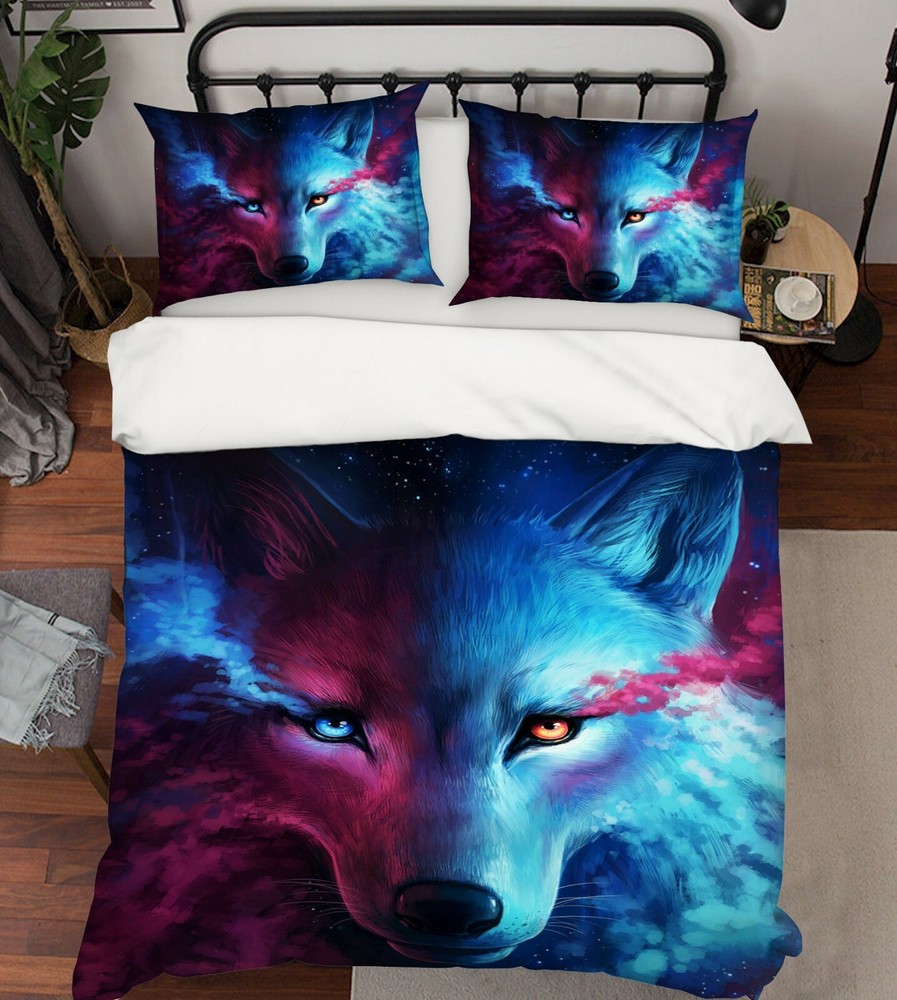 3D Blue Wolf ZHUA3508 Bed Pillowcases Quilt Duvet Cover Set Queen King Zoe