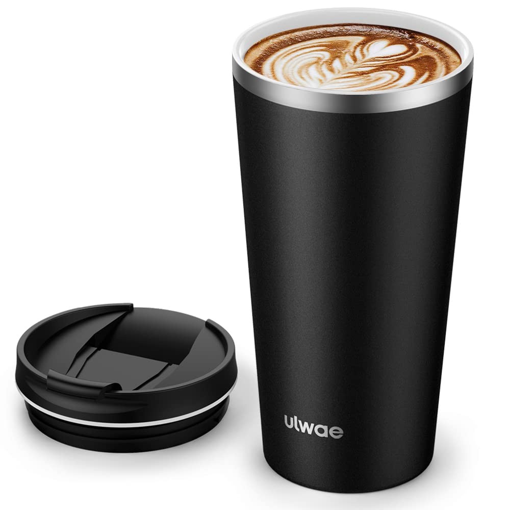 Insulated Coffee Mug with Ceramic Coating, 18oz Travel Mug with Leak-proof Li...