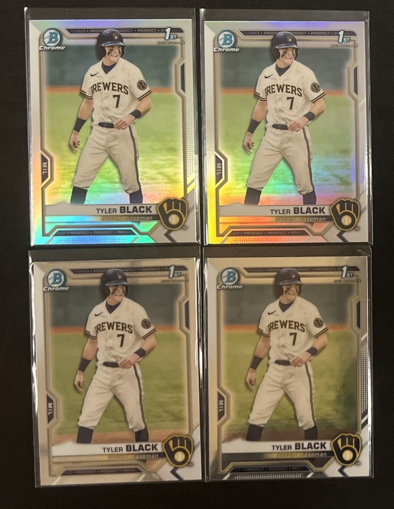 Tyler Black - 2021 Bowman Draft 1st Bowman Refractor & Chrome Lot x4 - Brewers