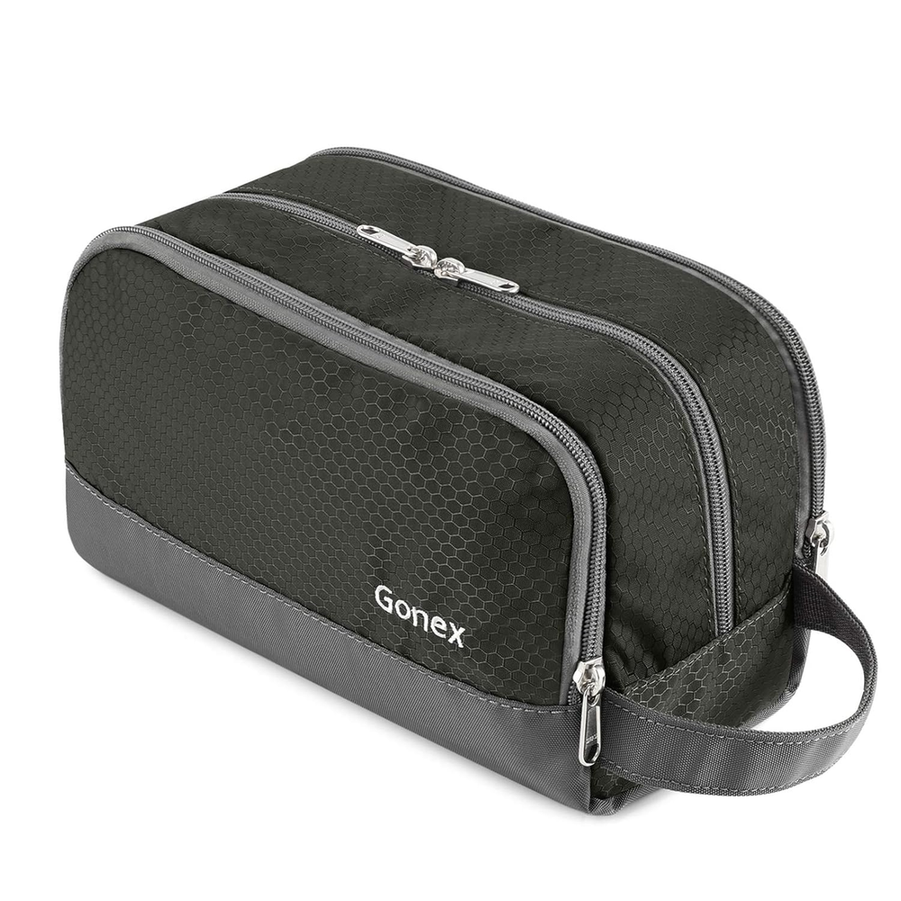 Gray Nylon Travel Toiletry Bag - Shaving Kit & Organizer Dopp Kit